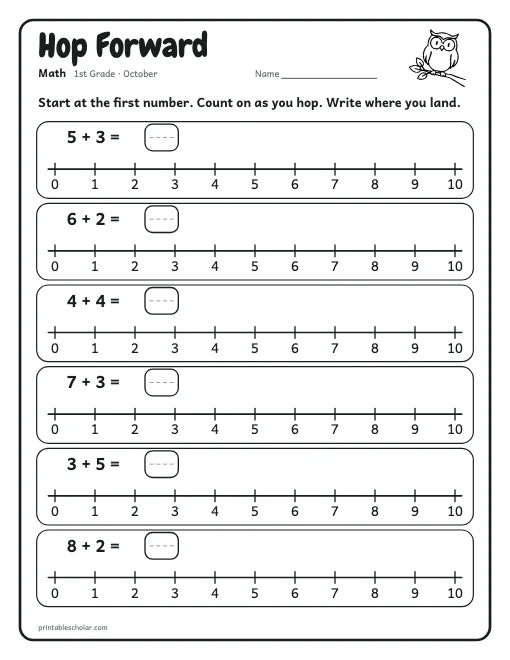 Hop Forward: 1st grade math worksheet preview