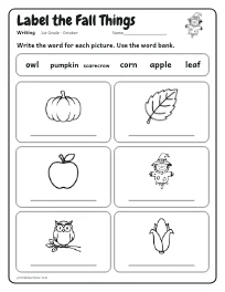 Label the Fall Things worksheet