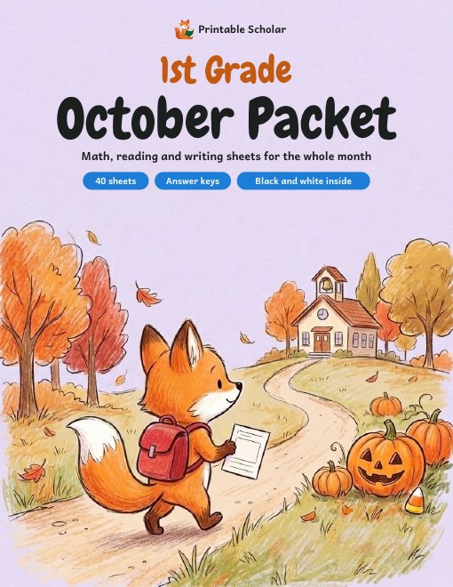 1st Grade October Packet cover