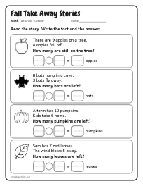 Fall Take Away Stories worksheet