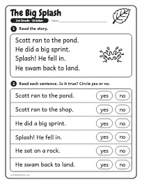 The Big Splash worksheet