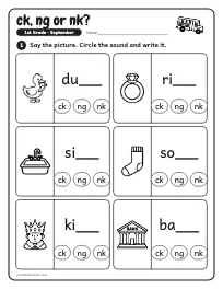 ck, ng or nk? worksheet