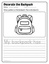 Decorate the Backpack worksheet
