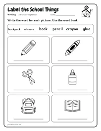 Label the School Things worksheet