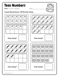 Teen Numbers worksheet