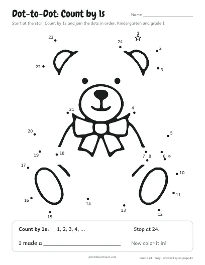 Dot-to-Dot: Count by 1s printable preview