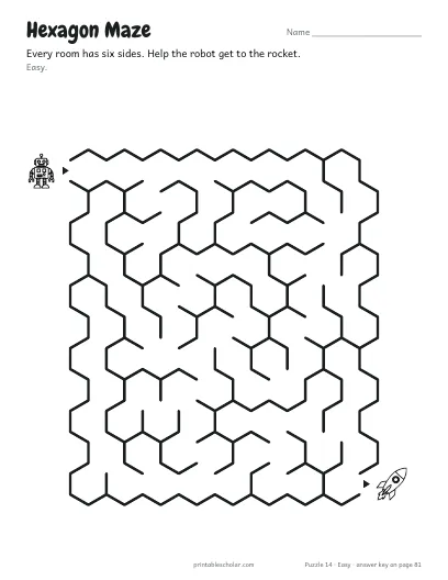 Hexagon Maze printable preview