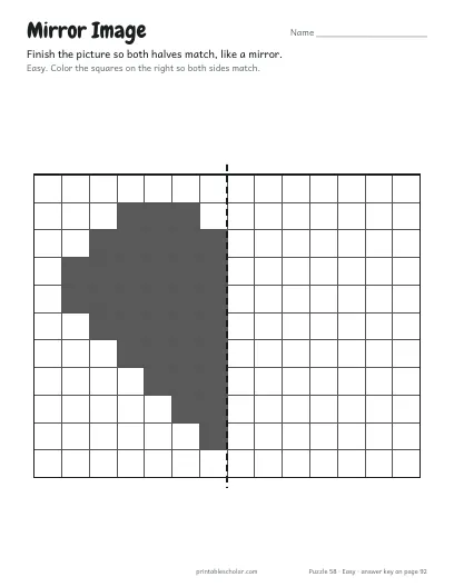 Mirror Image: Heart printable preview