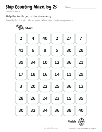 Skip Counting Maze: by 2s (Easy) preview