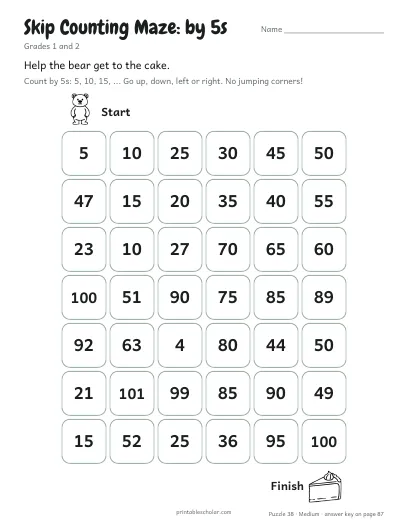 Skip Counting Maze: by 5s (Medium) preview