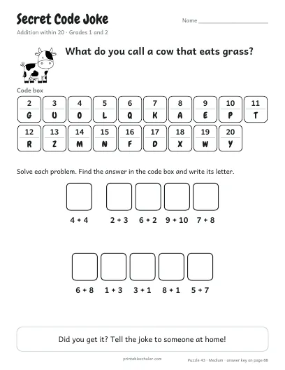 Secret Code Joke: Adding (Medium) preview
