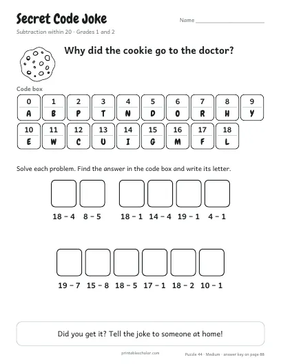 Secret Code Joke: Taking Away (Medium) preview