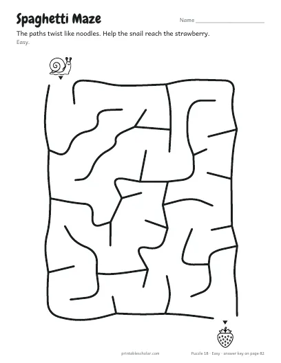 Spaghetti Maze printable preview