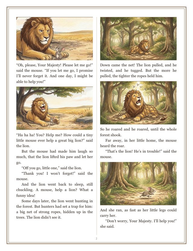 The Lion and the Mouse read-aloud storybook page 2