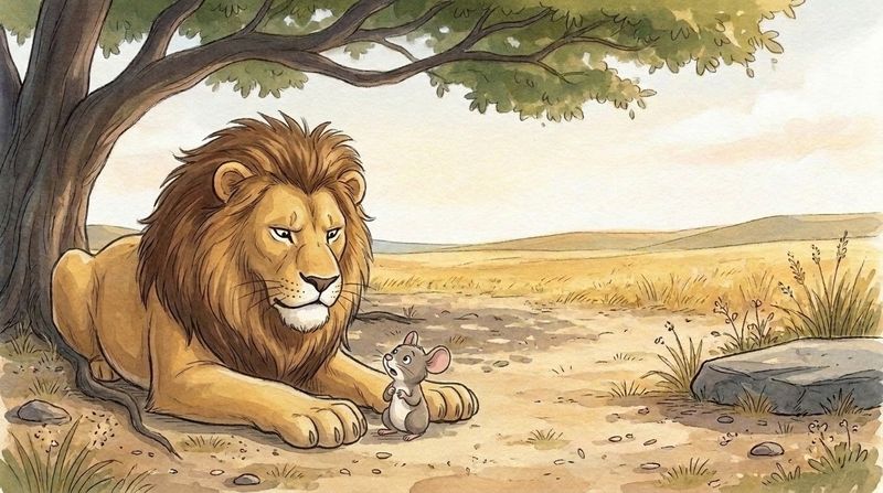 The Lion and the Mouse: Who dares to wake the King of the Beasts? said the lion. I’ll eat you up in one bite!
