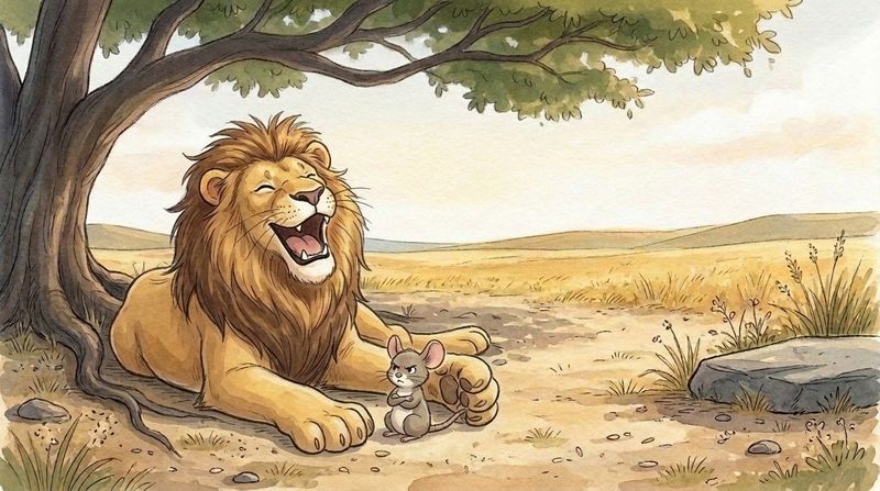The Lion and the Mouse: Ha ha ha! You? Help me? How could a tiny little mouse ever help a great big lion? said the
