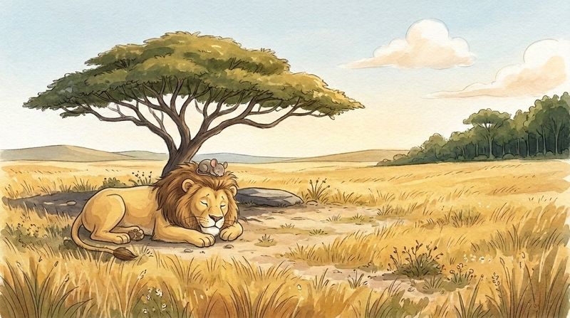 The Lion and the Mouse: And from that day on, the lion and the mouse were the best of friends. So remember: little
