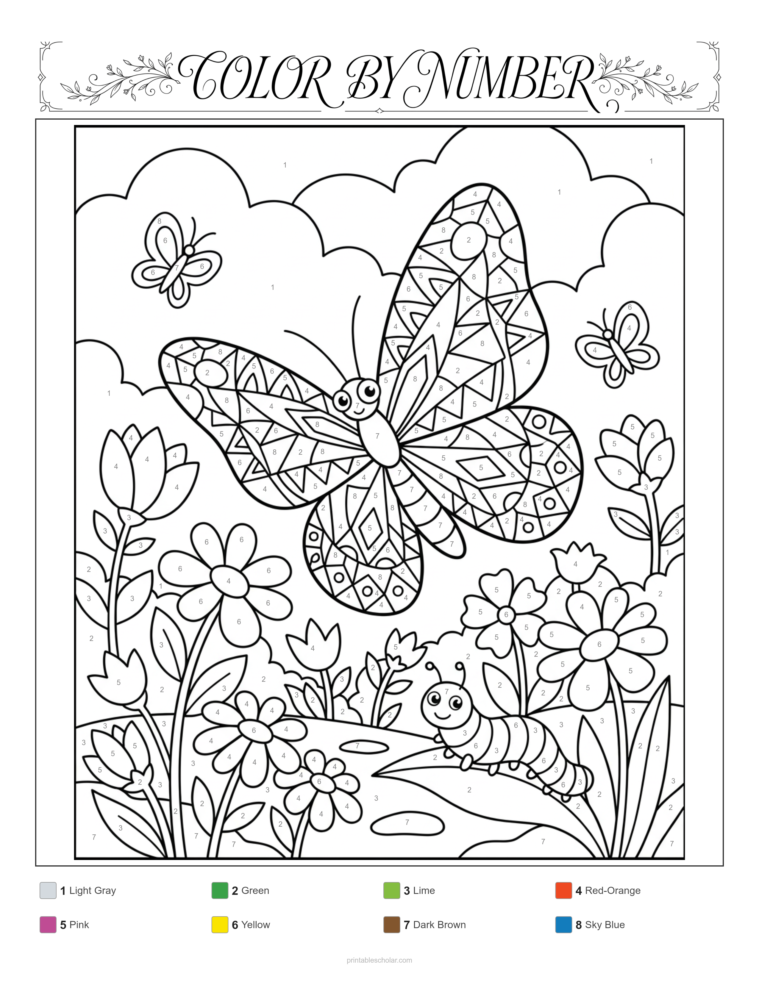 Butterfly Color by Number - Standard Difficulty