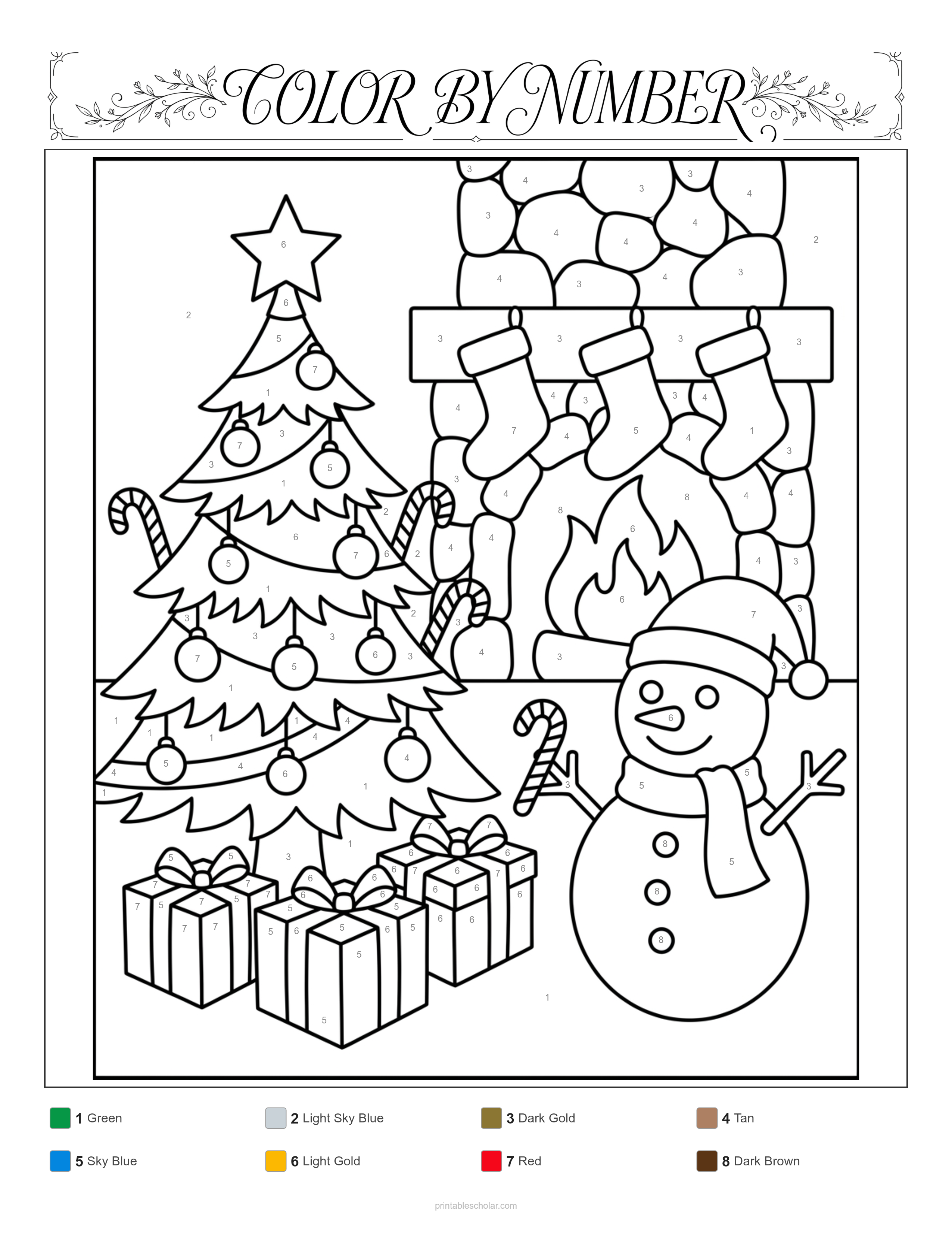 Christmas Color by Number - Standard Difficulty