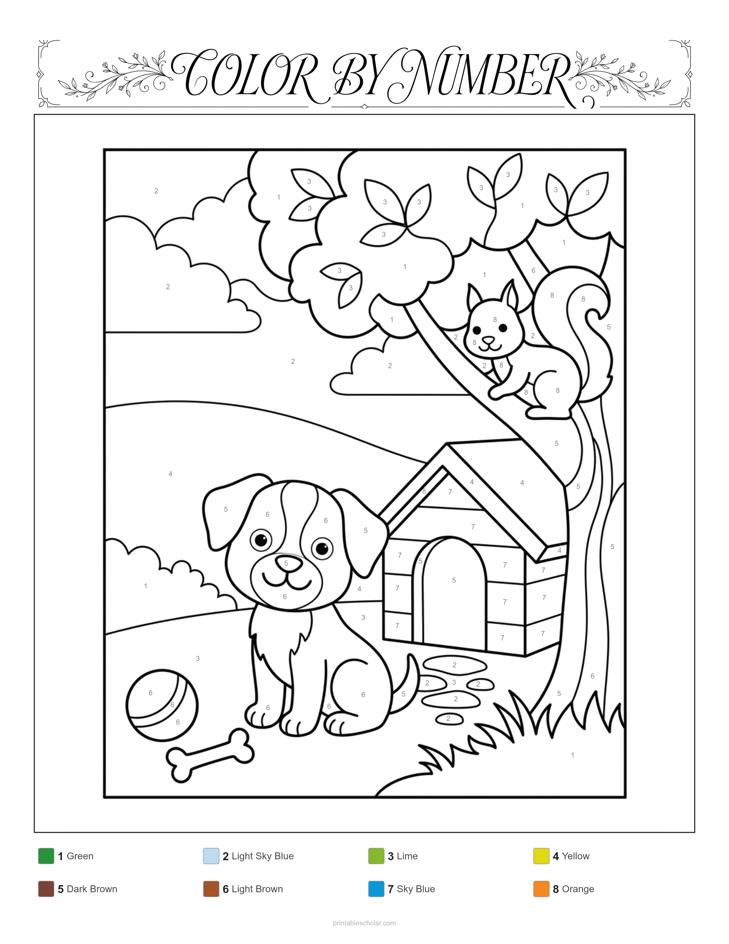 Dog Color by Number - Standard Difficulty