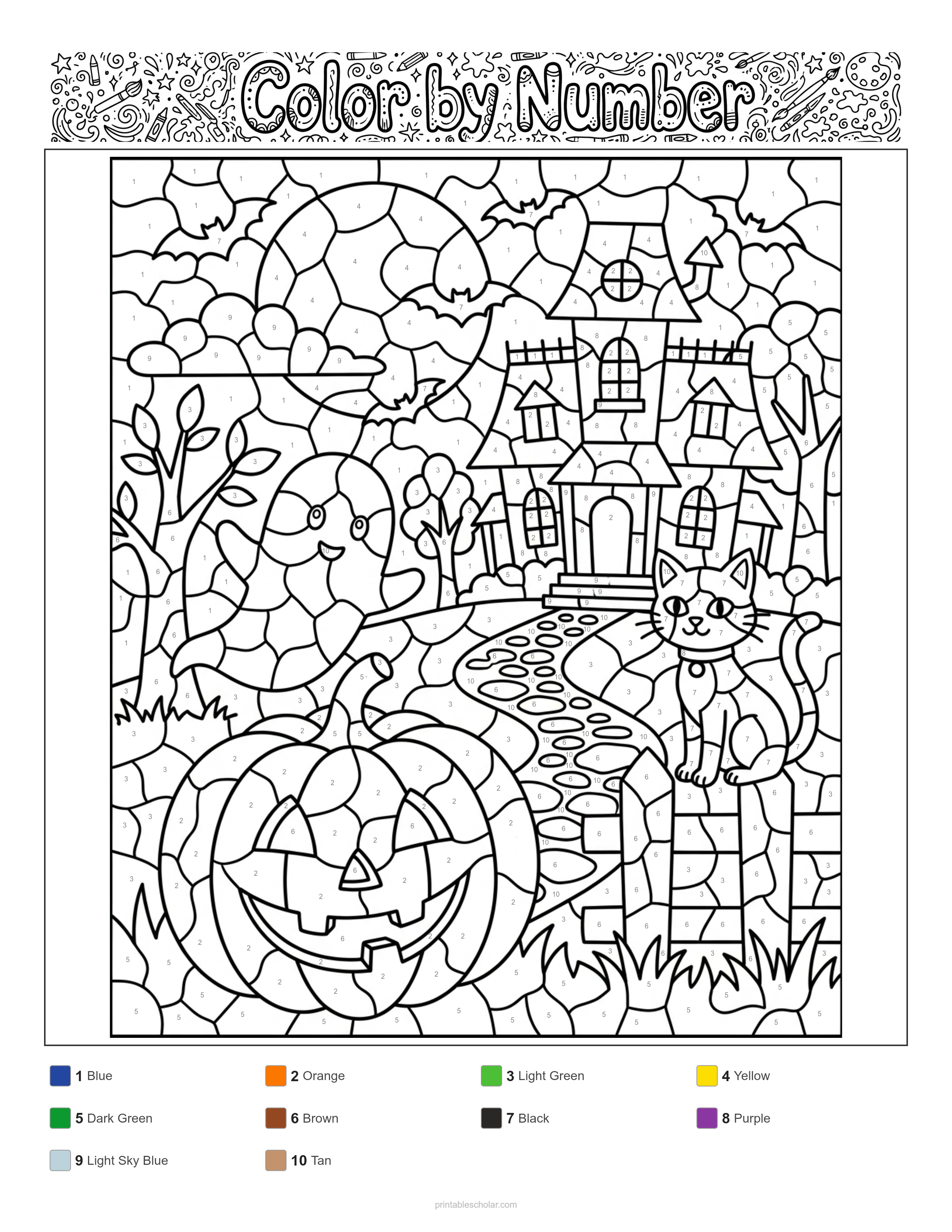 Halloween Color by Number - Mosaic (Stained Glass) Difficulty
