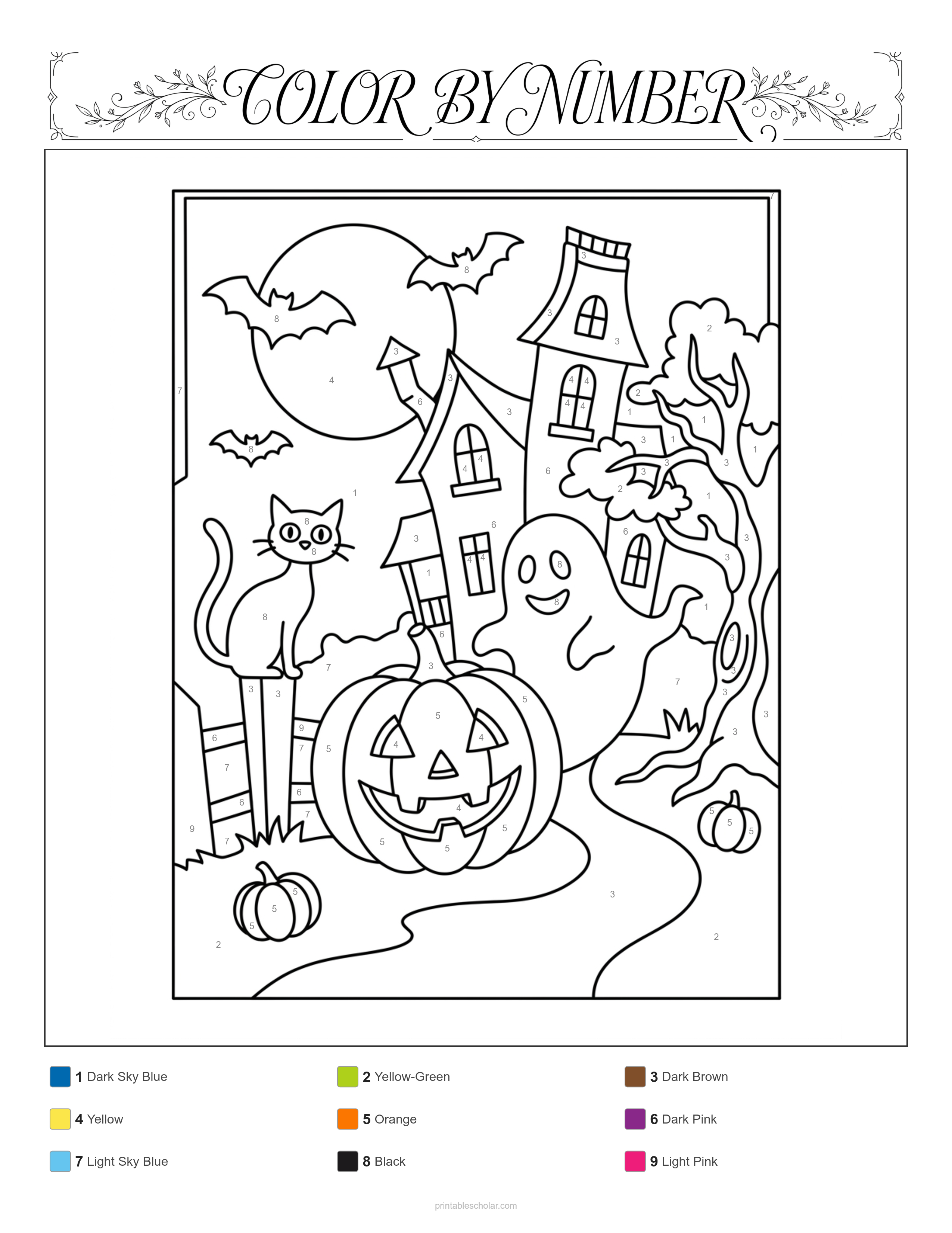 Halloween Color by Number - Standard Difficulty