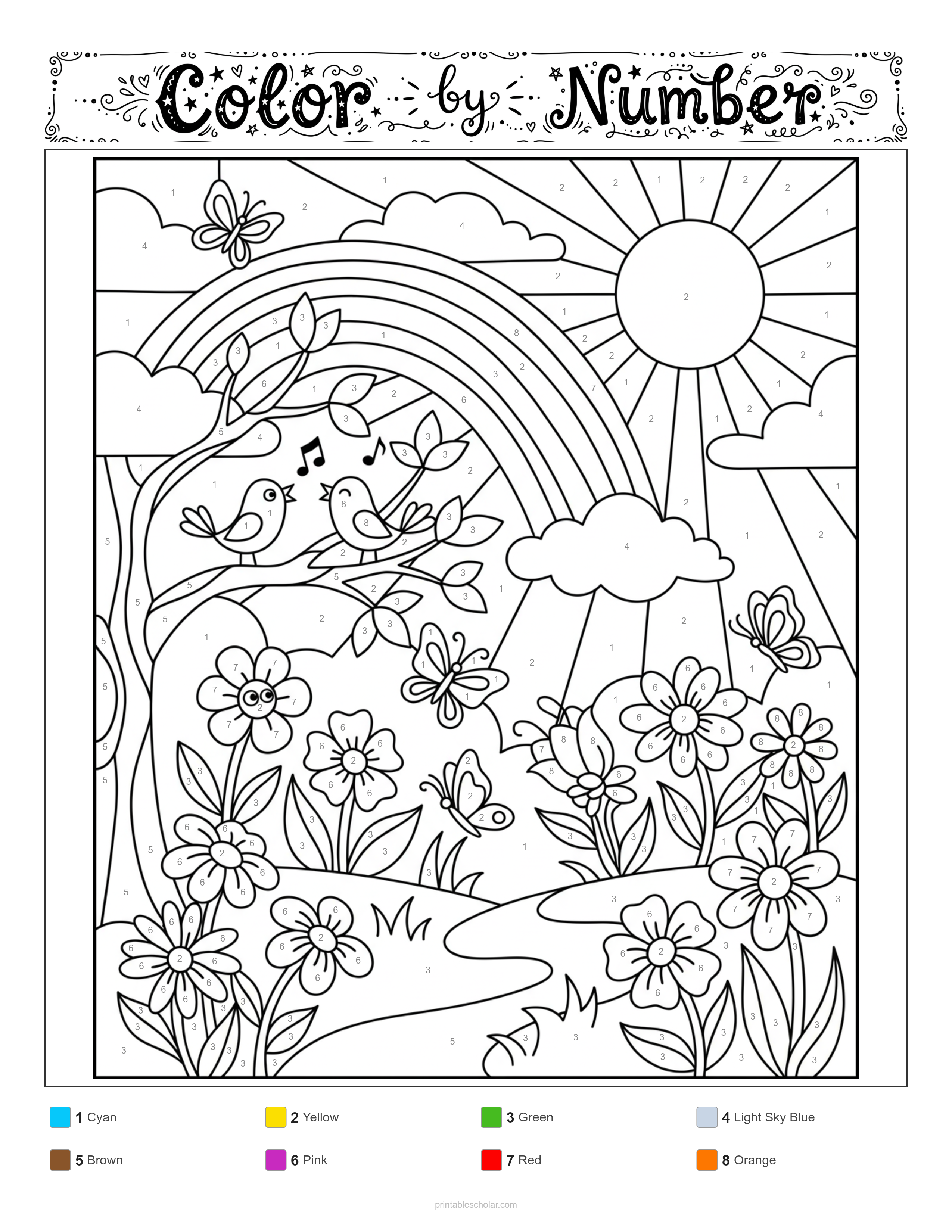 Spring Color by Number - Standard Difficulty