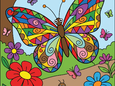 Butterfly color by number - mosaic