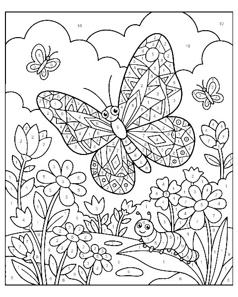 Butterfly color by number worksheet