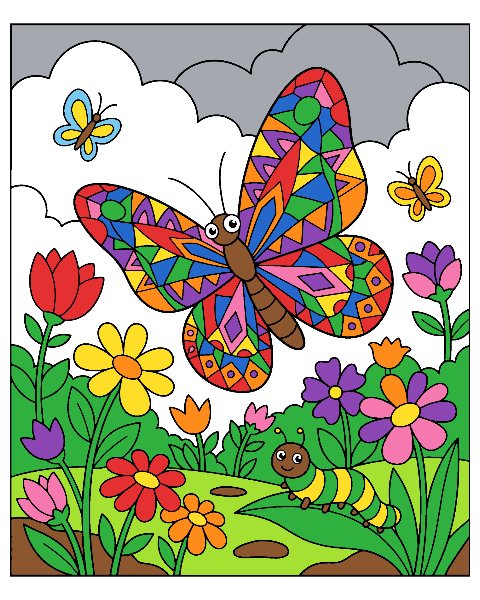 Butterfly color by number, colored in