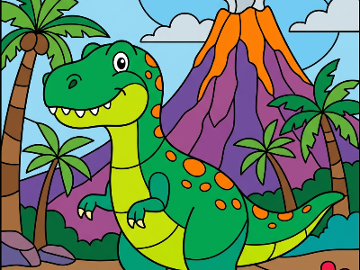 Dinosaur color by number - mosaic