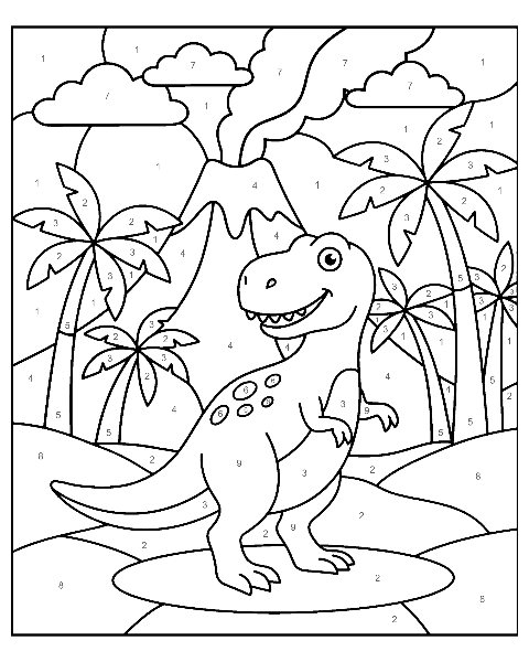 Dinosaur color by number worksheet