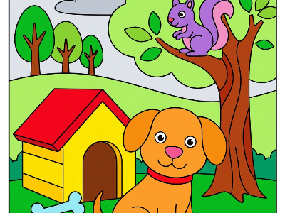 Dog color by number - mosaic