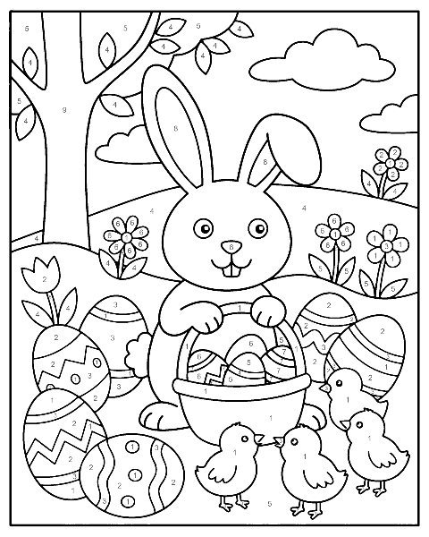 Easter color by number worksheet