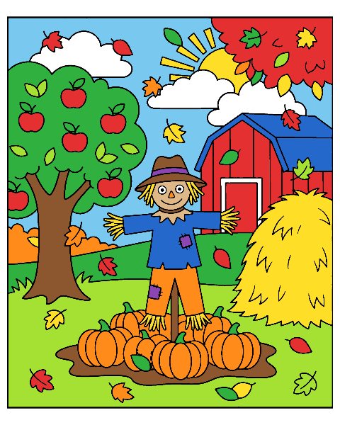 Fall color by number, colored in