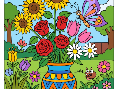 Flower color by number - mosaic