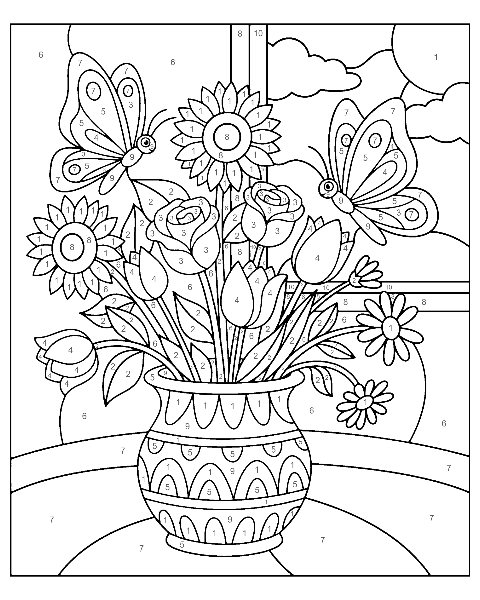 Flower color by number worksheet