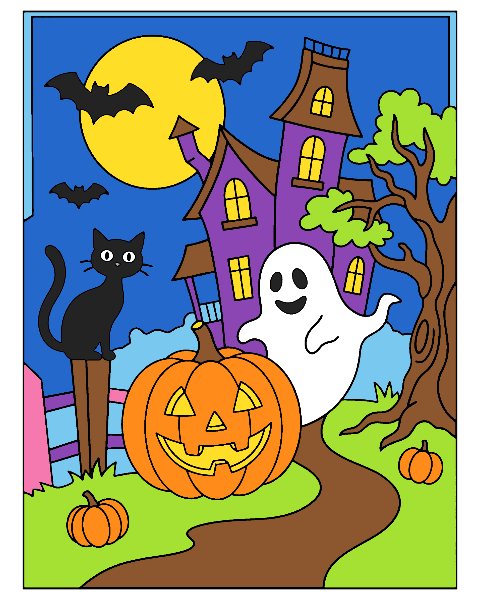 Halloween color by number, colored in