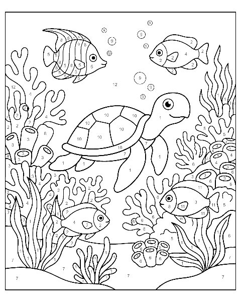 Ocean color by number worksheet
