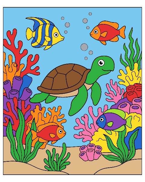 Ocean color by number, colored in