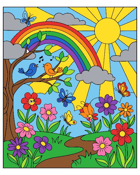 Spring color by number, colored in