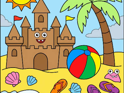 Summer color by number - mosaic