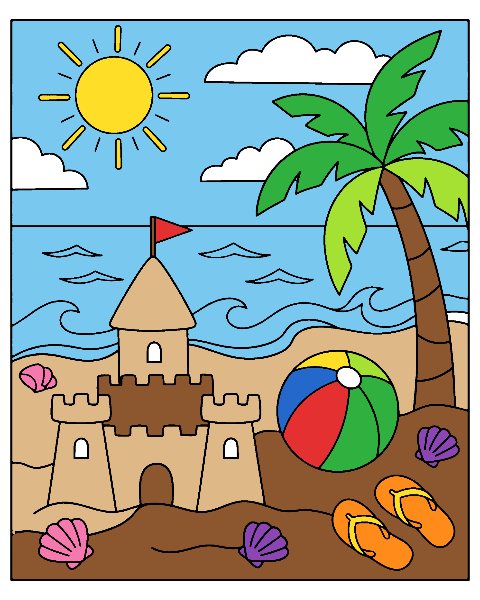 Summer color by number, colored in
