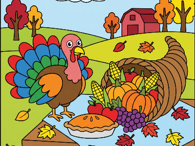 Thanksgiving color by number - mosaic