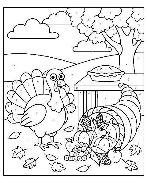 Thanksgiving color by number worksheet