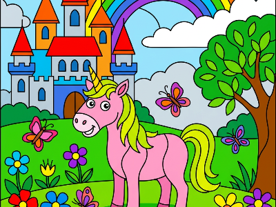 Unicorn color by number - mosaic