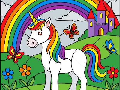 Unicorn color by number - standard