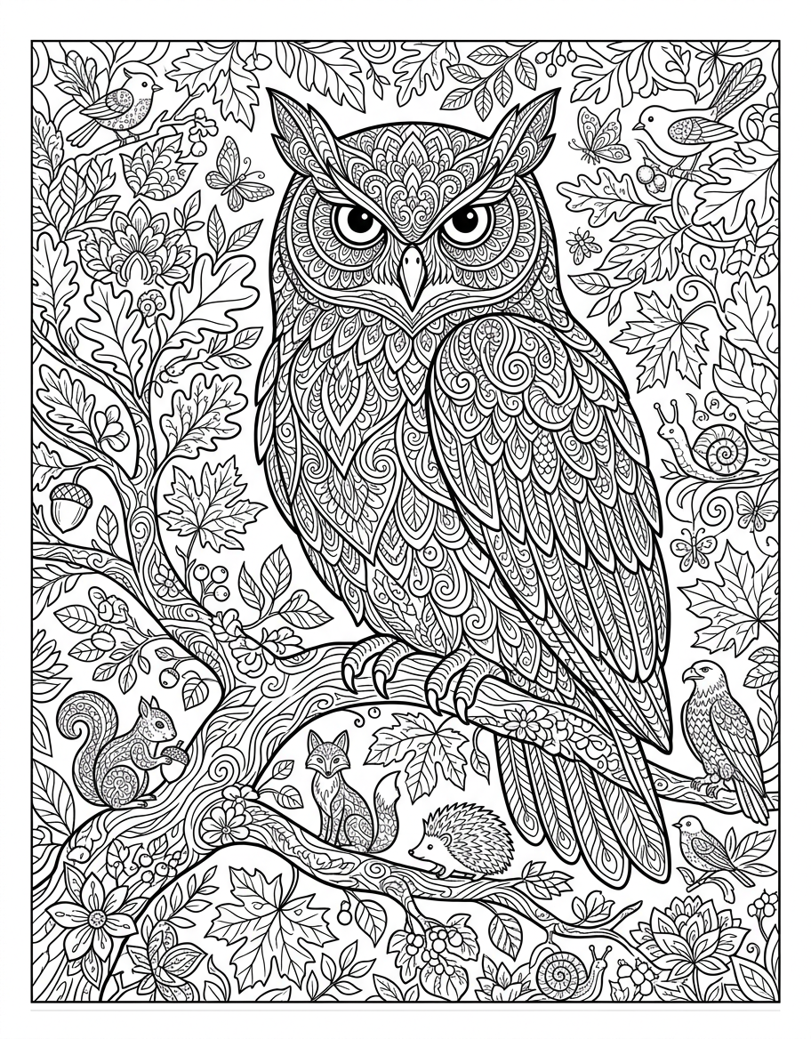 Decorative Owl - Free Printable Coloring Page