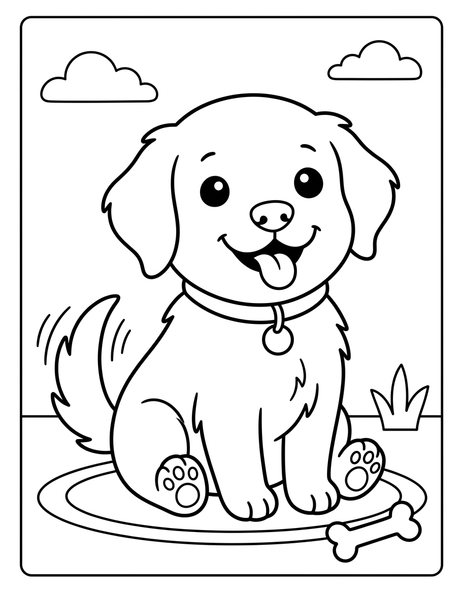 Cute Puppy - Free Printable Coloring Page