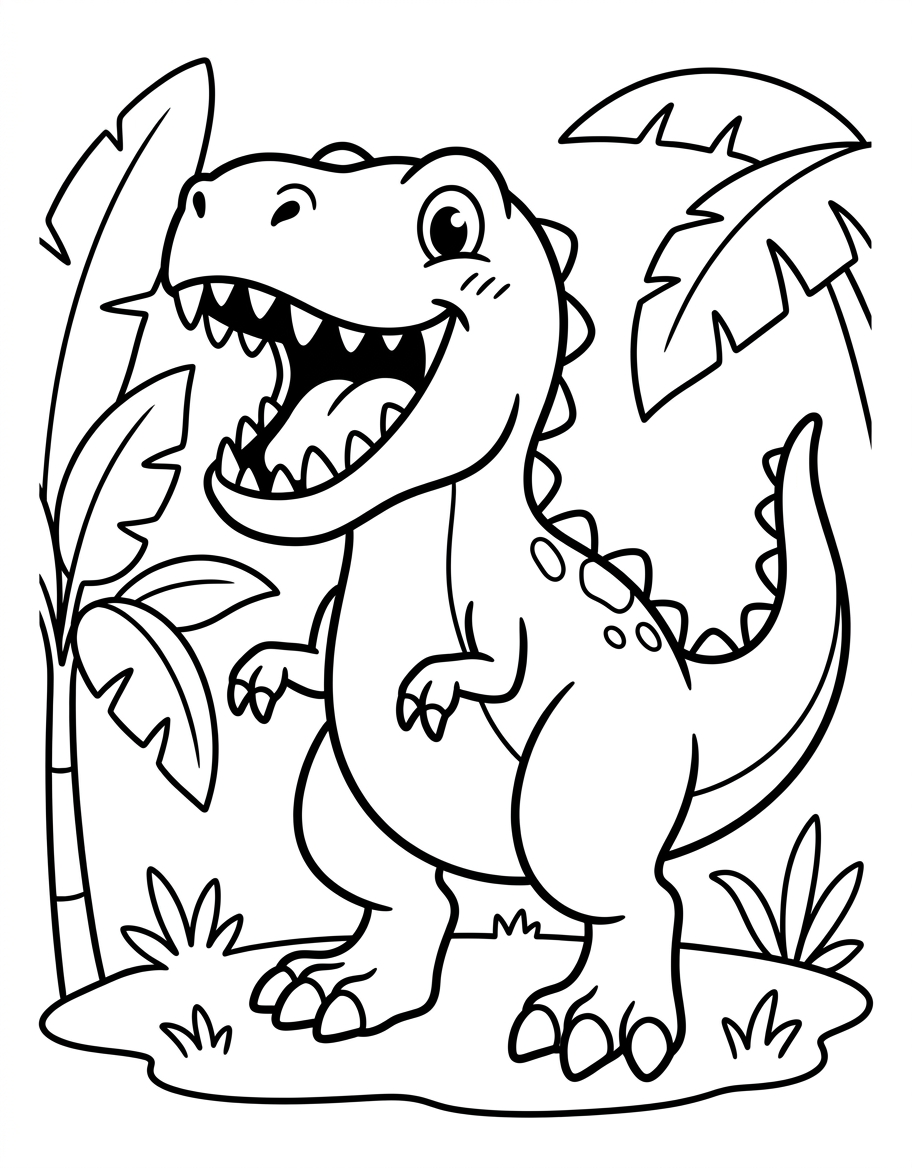 T-Rex Roaring - Free Printable Coloring Page